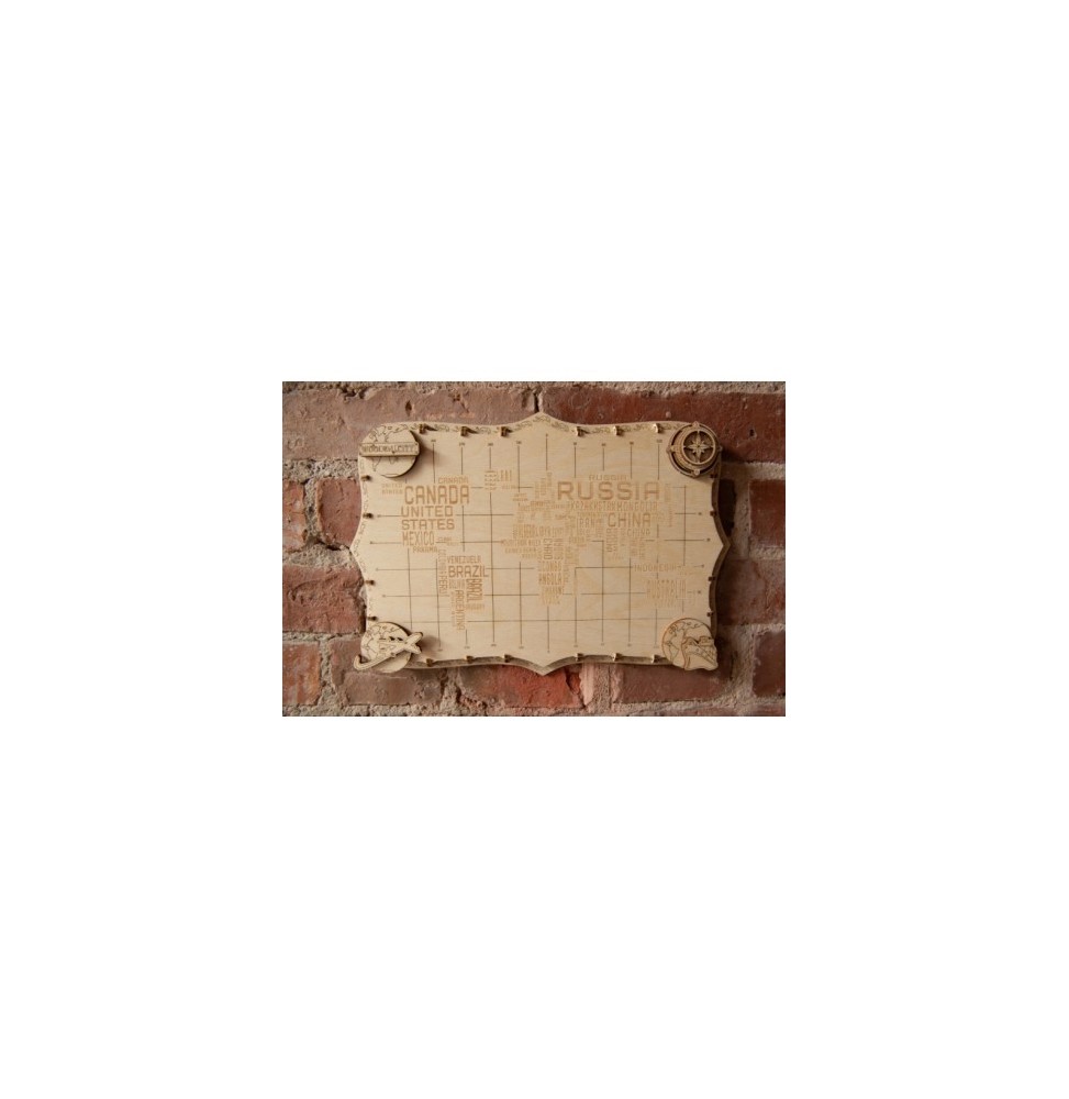 3D Wooden Puzzle Wooden.City - World Map