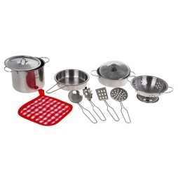 Metal Pot Set for Kids with 11 Accessories