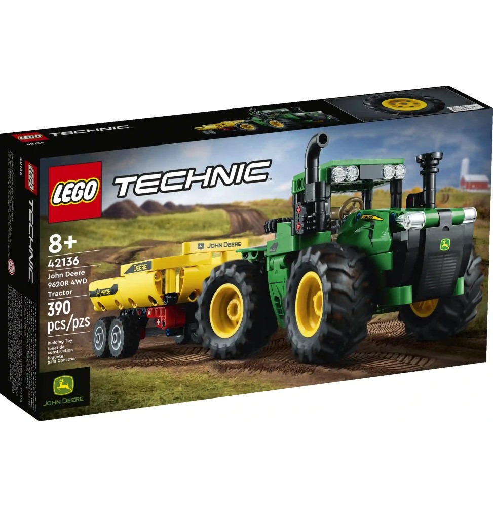 LEGO Technic tractor John Deere 9620R cu remorcă