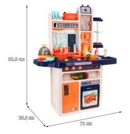 Blue Kitchen for Kids with Faucet and Interactive Burner