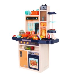 Blue Kitchen for Kids with Faucet and Interactive Burner