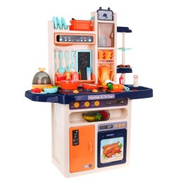 Blue Kitchen for Kids with Faucet and Interactive Burner