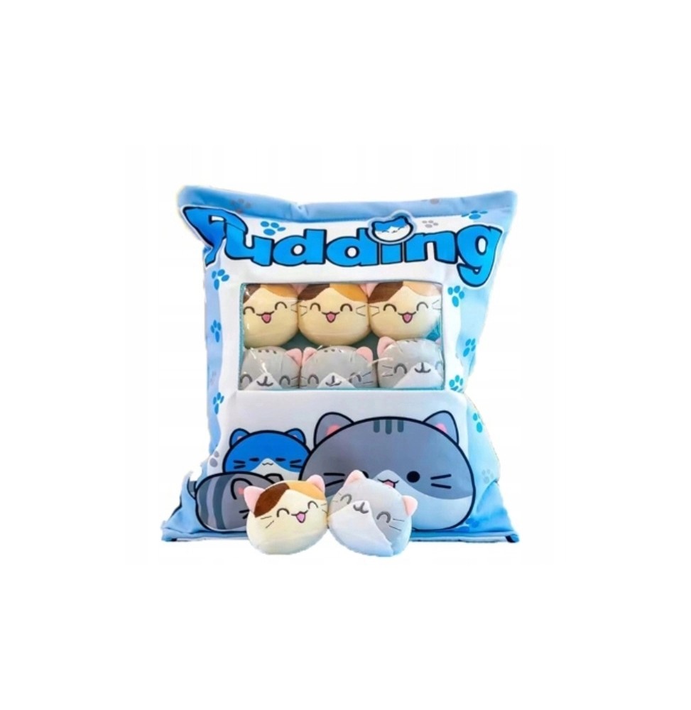 Cat Pudding Pillow with 8 Plush Toys