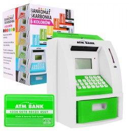 ATM Piggy Bank for Kids with Card in Green